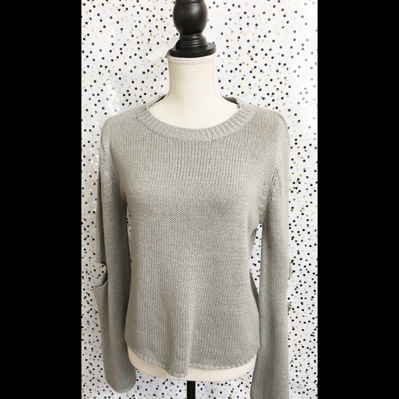 Moth Sweaters - Cloth Scoopneck Gray Out Elbow Bell Sleeve Sweater